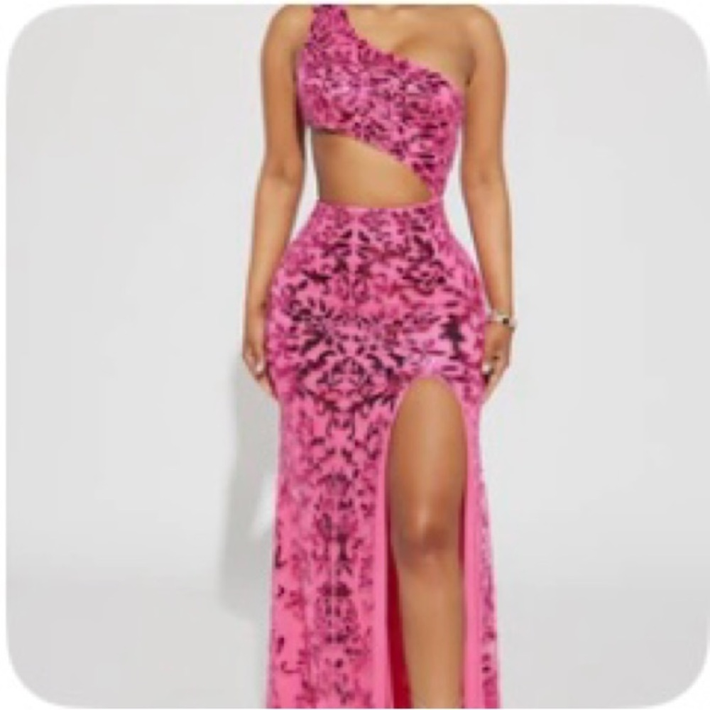 Fashion Nova Vibrant Pink Cutout Maxi Dress